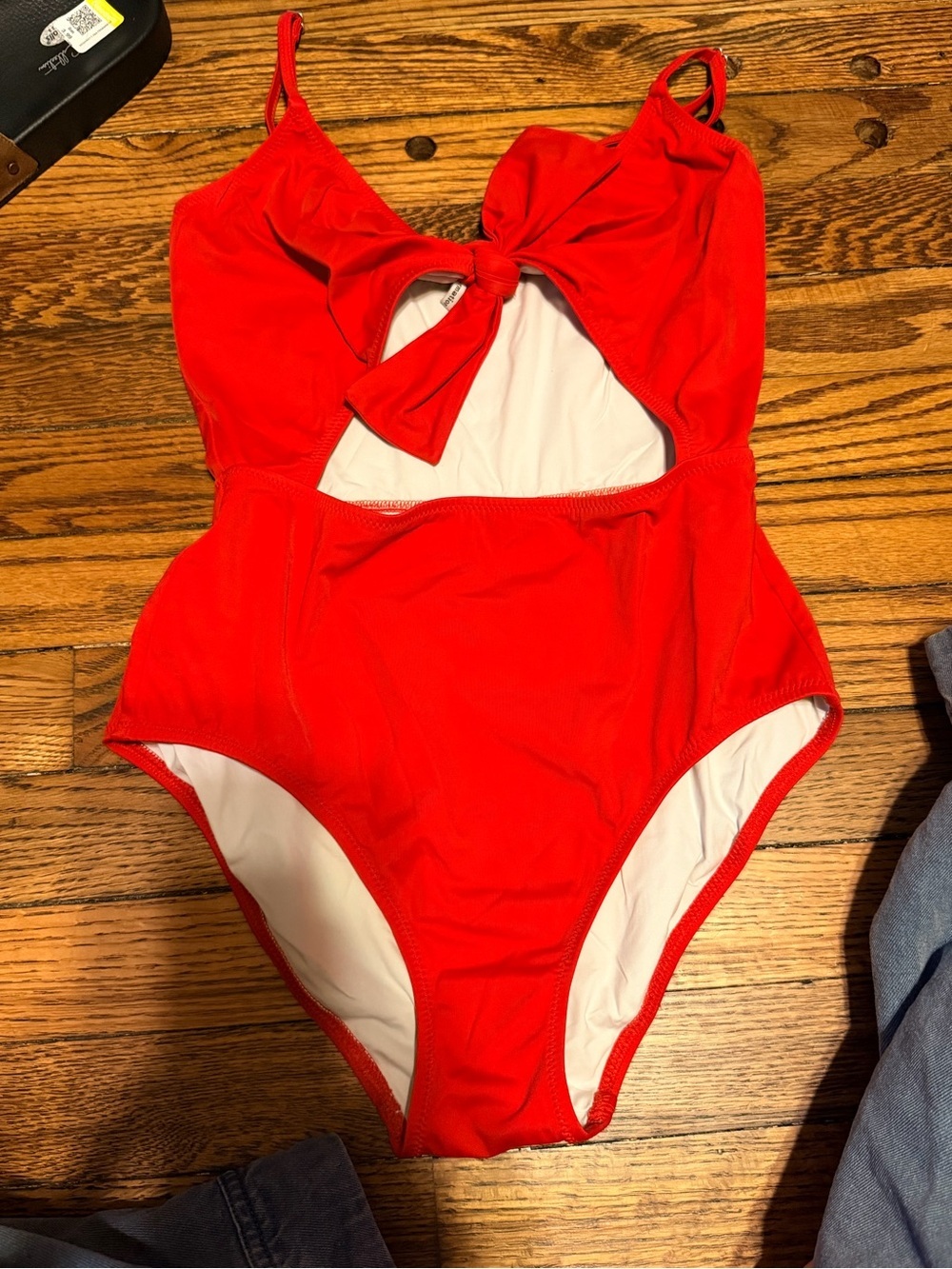 Reformation Red Bow Front Cutout One Piece Swimsuit Women’s Small